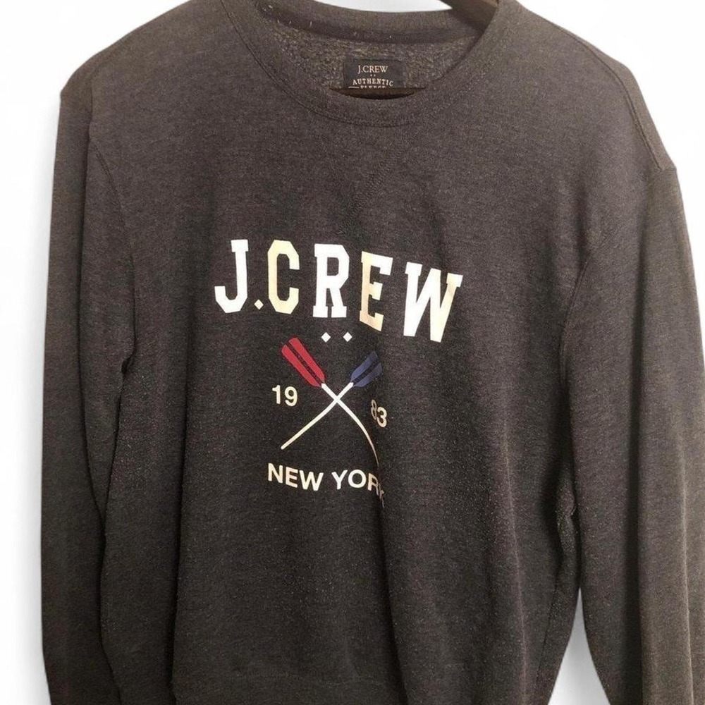 J. Crew Authentic Fleece Crewneck Sweatshirt NY 1983. Mens Size Medium In Gray